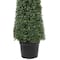 4ft. Unlit Artificial Two-Tone Boxwood Pyramid Topiary Tree with Round Pot